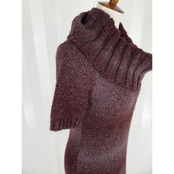 CATO Women's Plum Ombre Cowl Neck Short Sleeve Sweater Dress Sz S - Picture 6 of 9